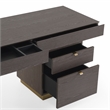 Pemberly Row Office Desk Grey Elm Veneer Gold Metal 4-Drawer Design