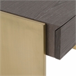 Pemberly Row Office Desk Grey Elm Veneer Gold Metal 4-Drawer Design