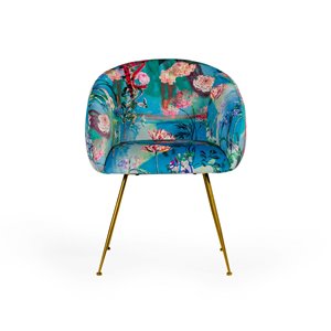 Pemberly Row Contemporary Velvet Accent Chair Multi-Color Finish