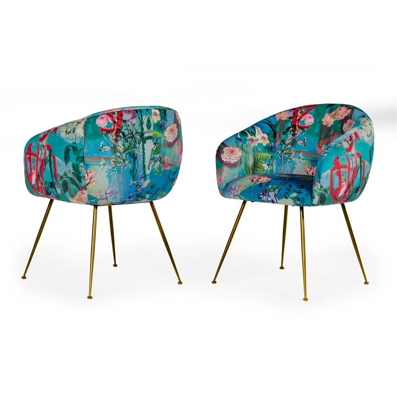 Pemberly Row Contemporary Velvet Accent Chair Multi-Color Finish