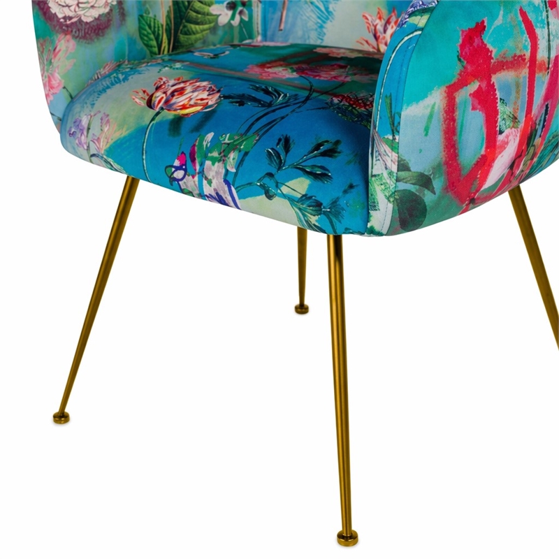 Pemberly Row Contemporary Velvet Accent Chair Multi-Color Finish