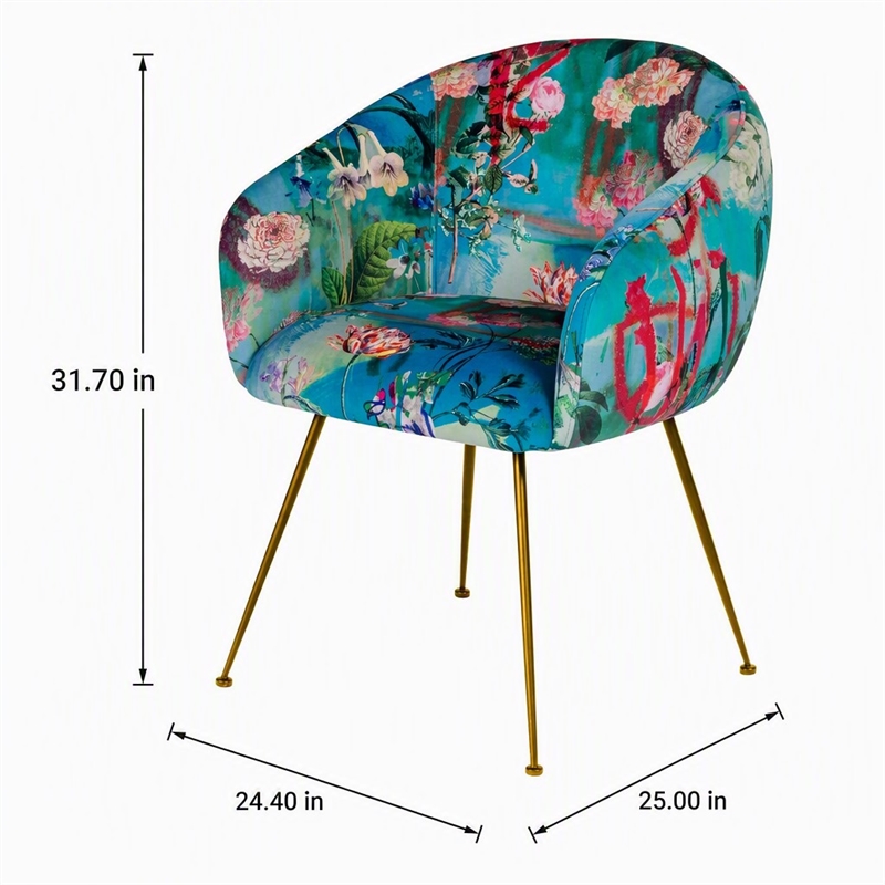Pemberly Row Contemporary Velvet Accent Chair Multi-Color Finish