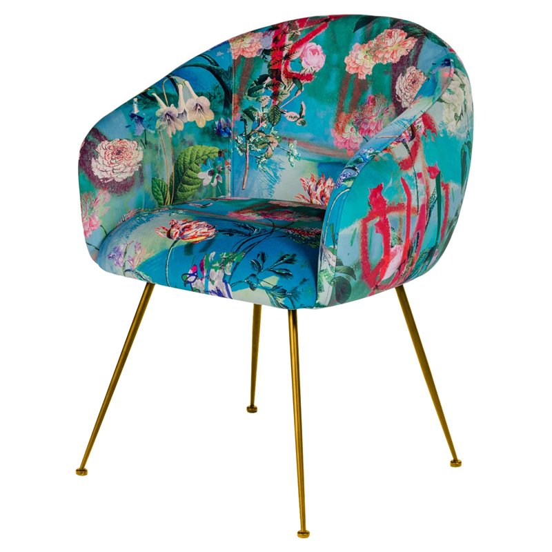 Pemberly Row Contemporary Velvet Accent Chair Multi-Color Finish
