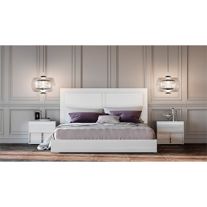 Pemberly Row 2-Drawer Nightstand Engineered Wood White Gloss Finish