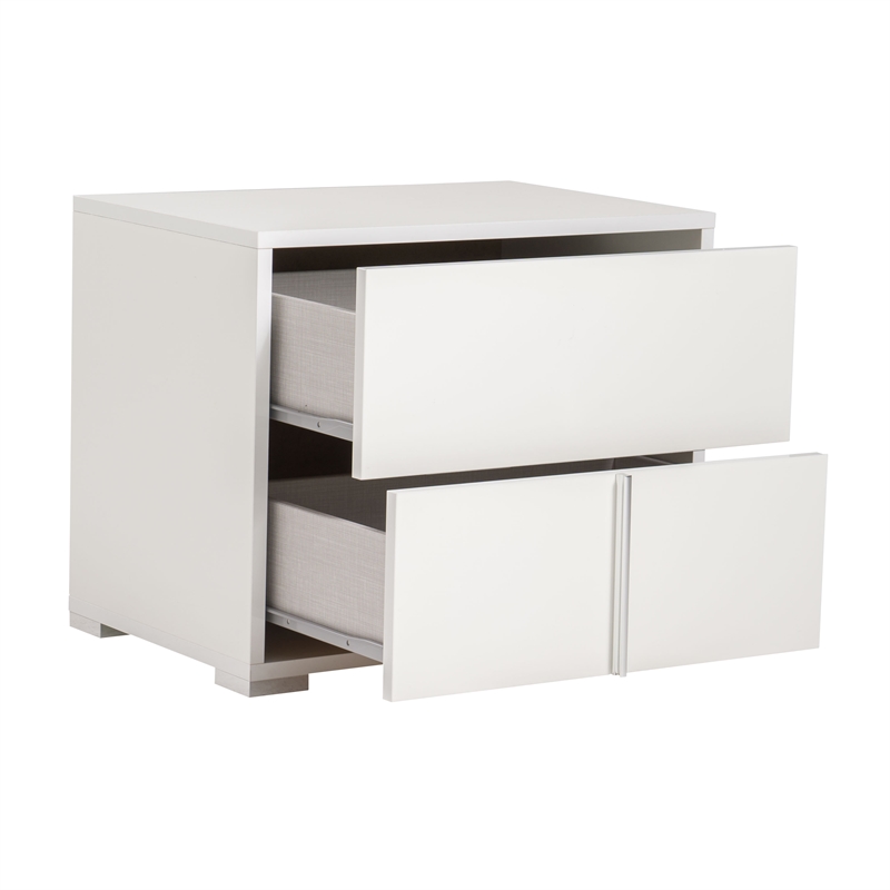 Pemberly Row 2-Drawer Nightstand Engineered Wood White Gloss Finish
