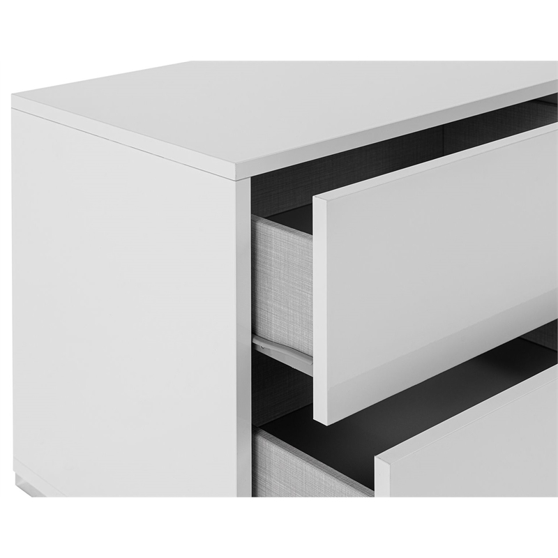Pemberly Row 2-Drawer Nightstand Engineered Wood White Gloss Finish