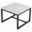 Pemberly Row Square Contemporary Marble End Table in Black and White