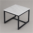 Pemberly Row Square Contemporary Marble End Table in Black and White