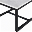 Pemberly Row Square Contemporary Marble End Table in Black and White