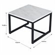 Pemberly Row Square Contemporary Marble End Table in Black and White