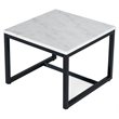 Pemberly Row Square Contemporary Marble End Table in Black and White