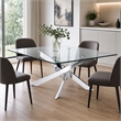 Pemberly Row Modern Metal and Glass Coffee Table in Silver and Clear
