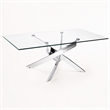 Pemberly Row Modern Metal and Glass Coffee Table in Silver and Clear