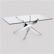 Pemberly Row Modern Metal and Glass Coffee Table in Silver and Clear