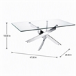 Pemberly Row Modern Metal and Glass Coffee Table in Silver and Clear