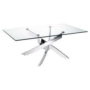 Pemberly Row Modern Metal and Glass Coffee Table in Silver and Clear