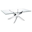 Pemberly Row Modern Metal and Glass Coffee Table in Silver and Clear
