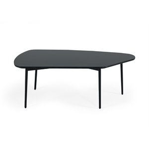 Pemberly Row Tubular Metal Coffee Table with Black Marble Top
