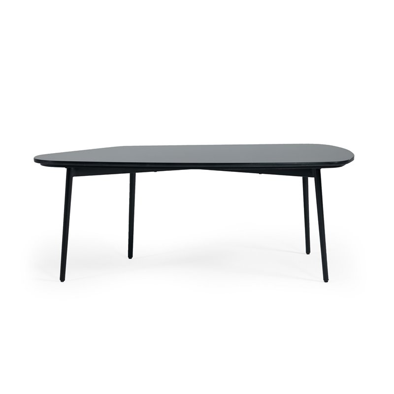 Pemberly Row Tubular Metal Coffee Table with Black Marble Top