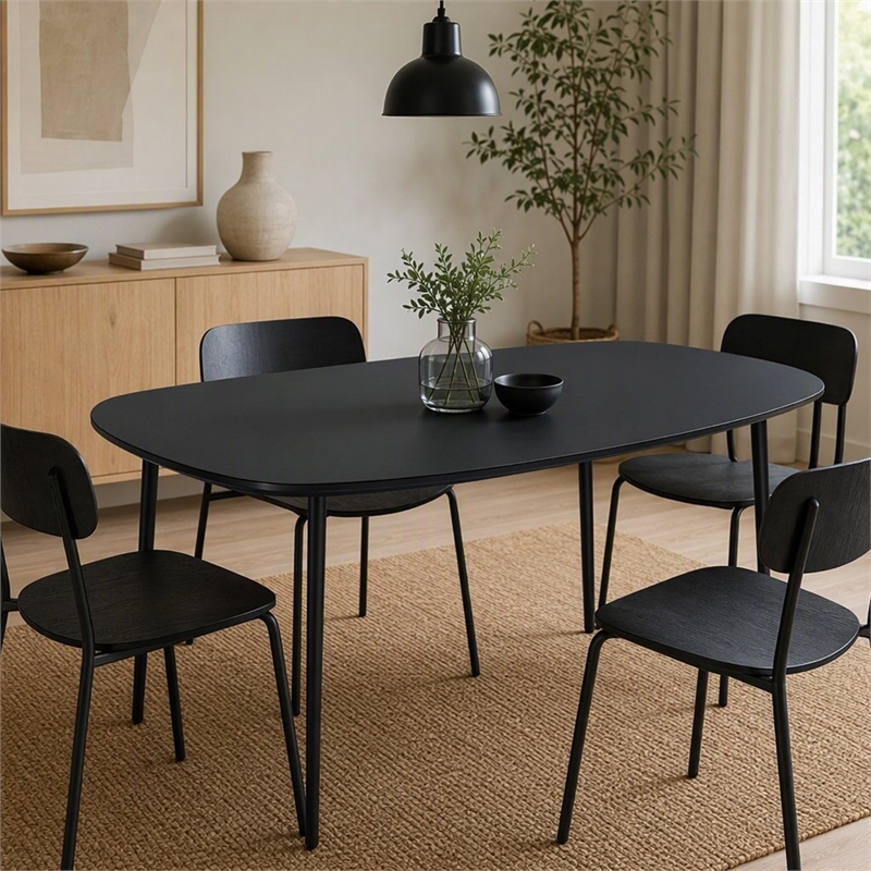 Pemberly Row Tubular Metal Coffee Table with Black Marble Top