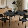 Pemberly Row Tubular Metal Coffee Table with Black Marble Top