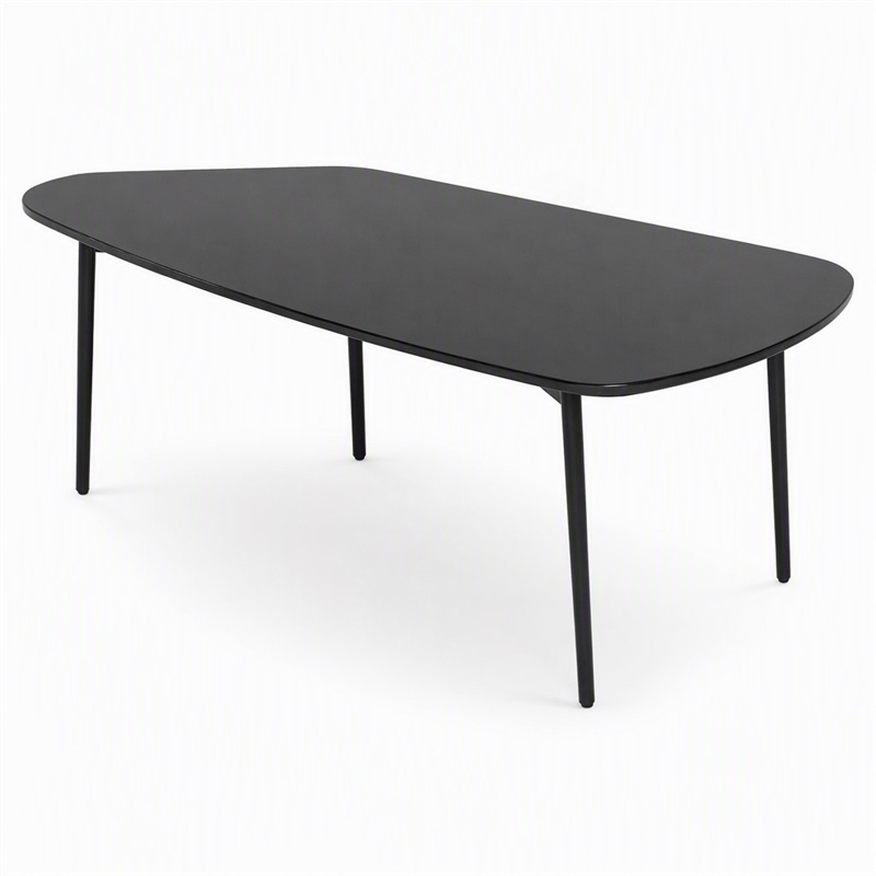 Pemberly Row Tubular Metal Coffee Table with Black Marble Top