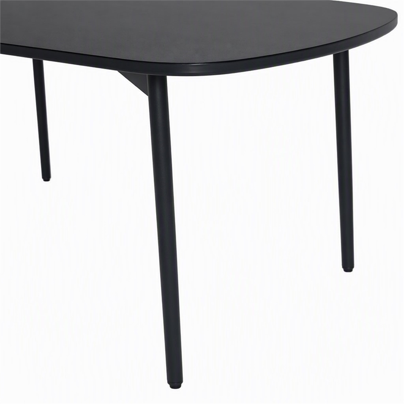 Pemberly Row Tubular Metal Coffee Table with Black Marble Top