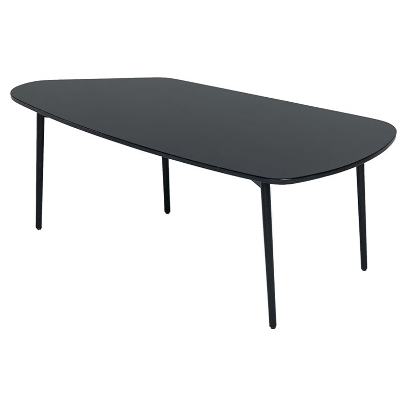 Pemberly Row Tubular Metal Coffee Table with Black Marble Top
