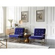 Pemberly Row Microfiber Fabric & Chrome Accent Chair in Blue and Gold