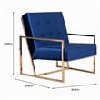 Pemberly Row Microfiber Fabric & Chrome Accent Chair in Blue and Gold
