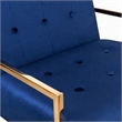 Pemberly Row Microfiber Fabric & Chrome Accent Chair in Blue and Gold
