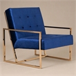 Pemberly Row Microfiber Fabric & Chrome Accent Chair in Blue and Gold