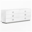 Pemberly Row 6-Drawer MDF Wood Dresser in White High Gloss