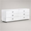 Pemberly Row 6-Drawer MDF Wood Dresser in White High Gloss