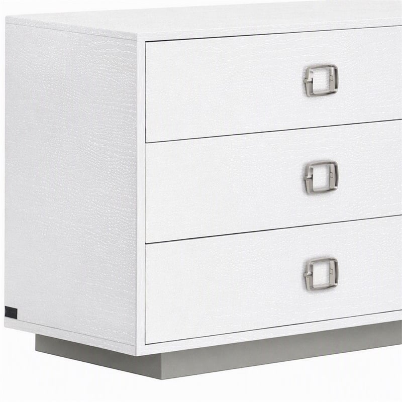 Pemberly Row 6-Drawer MDF Wood Dresser in White High Gloss