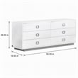 Pemberly Row 6-Drawer MDF Wood Dresser in White High Gloss