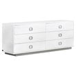 Pemberly Row 6-Drawer MDF Wood Dresser in White High Gloss