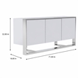 Pemberly Row Modern Buffet in White Glossy Stainless Steel Finish
