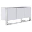 Pemberly Row Modern Buffet in White Glossy Stainless Steel Finish