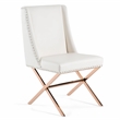 Pemberly Row Modern Faux Leather Dining Chair in White with Gold Frame