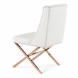 Pemberly Row Modern Faux Leather Dining Chair in White with Gold Frame