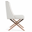 Pemberly Row Modern Faux Leather Dining Chair in White with Gold Frame