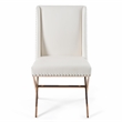 Pemberly Row Modern Faux Leather Dining Chair in White with Gold Frame