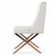 Pemberly Row Modern Faux Leather Dining Chair in White with Gold Frame