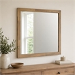 Pemberly Row Solid Acacia Wood Frame Mirror in Light Walnut Finish