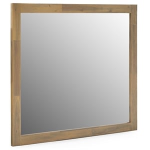 Pemberly Row Solid Acacia Wood Frame Mirror in Light Walnut Finish