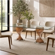 Pemberly Row Solid Wood and Glass Dining Table in Walnut and Clear Finish