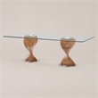 Pemberly Row Solid Wood and Glass Dining Table in Walnut and Clear Finish