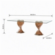 Pemberly Row Solid Wood and Glass Dining Table in Walnut and Clear Finish