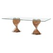 Pemberly Row Solid Wood and Glass Dining Table in Walnut and Clear Finish